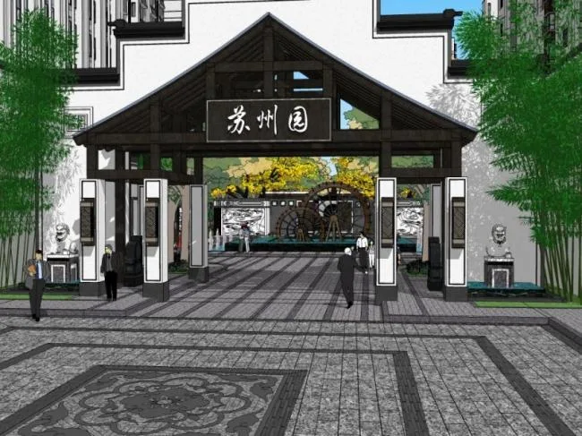 Sketchup Landscape Model | Residential Landscape, Chinese Style