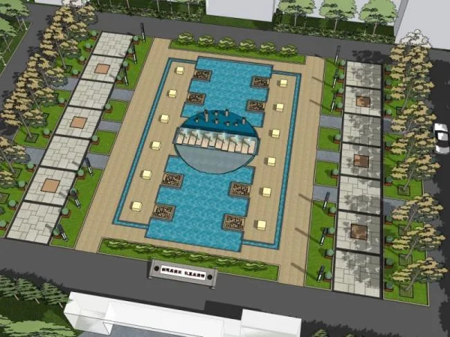 Sketchup Landscape Model | Square Landscape, Classical Style
