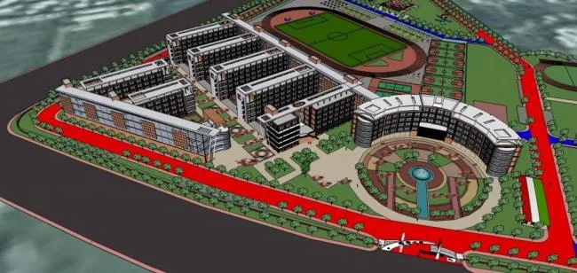 SketchUp School Model | Modern Multi-Story Experimental Primary School Design Integrating Education, Culture, and Health