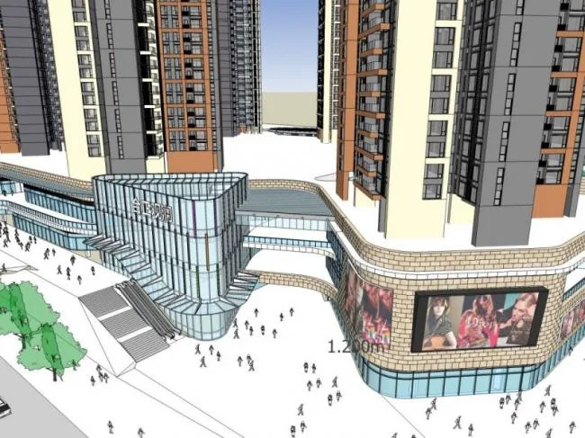 Sketchup Complex Model | Multi story Commercial Complex, Modern Style