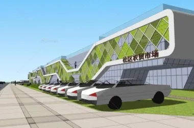 SketchUp Business Model: Modern Multi-Story Farmers' Market and Community Commerce-BIM WORLD