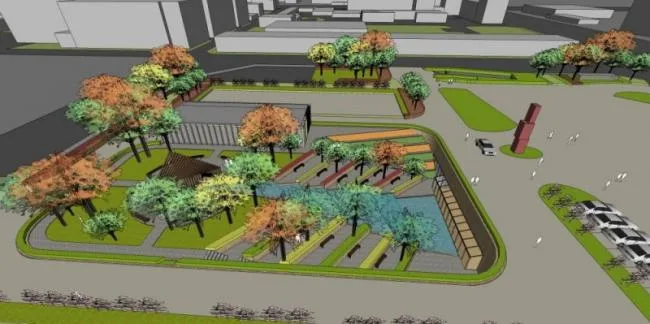 Modern Sunken Square Landscape Design in SketchUp