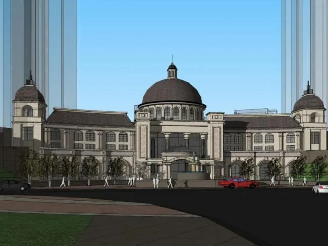Sketchup Business Model | Multi story Commercial Club, Classical Style