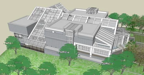 Sketchup Villa Model | Mountain Single Family Villa, Modern Style