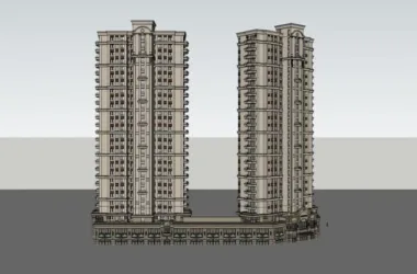 SketchUp Model: 27-Story Classical High-Rise with Commercial Podium Floor-BIM WORLD