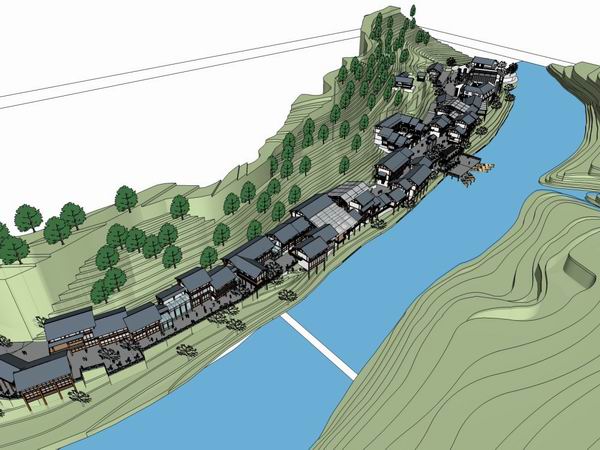 Sketchup Planning Model | Ancient Town Renovation, Multi story, Chinese Classical Style