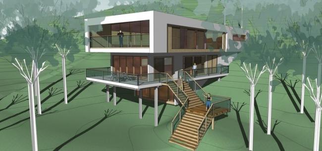 Sketchup Villa Model | Mountain Single Family Villa, Modern Style