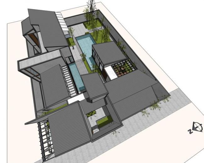 Sketchup Villa Model | Su Bo style Villa Courtyard, New Chinese Style