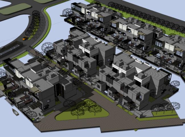 Sketchup Villa Model | Row Villa, Shenzhen Vanke Fifth Park, New Chinese Style, Huizhou Architecture