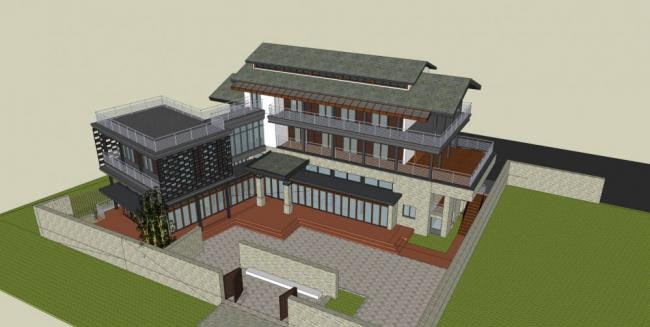 Sketchup Villa Model | Solo Villa, Multi story Residence, Residential Building, New Chinese Style