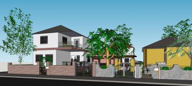 Sketchup Villa Model | Residential Building, Solo Villa, American Style, Sloping Roof, Courtyard Villa