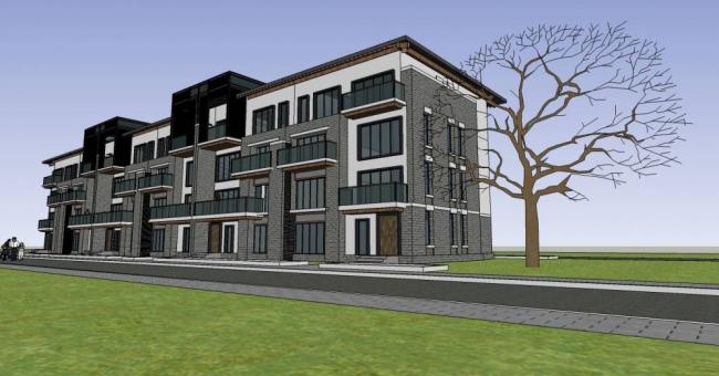 Sketchup Villa Model | Row Villa, Chinese Style