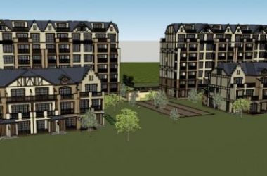 Sketchup Villa Model | Row Villa, German Style, Multi story Garden Villa, Ground Floor Commercial, Western Neoclassical-BIM WORLD