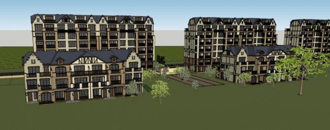 Sketchup Villa Model | Row Villa, German Style, Multi story Garden Villa, Ground Floor Commercial, Western Neoclassical