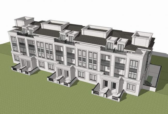 Sketchup Villa Model | Stacked Villa, Row Villa, Simplified European Style