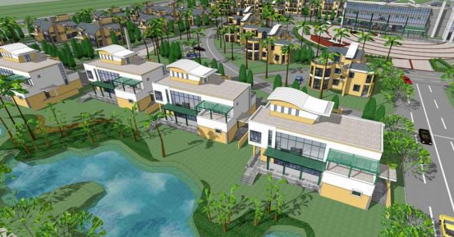 SketchUp Model of a New Chinese-Style Villa Cluster