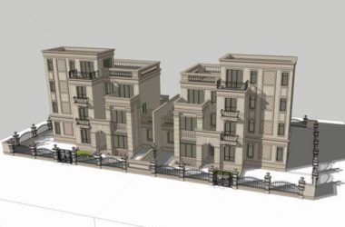 Double Split Villa SketchUp Model | Neoclassical Simplified European Design-BIM WORLD