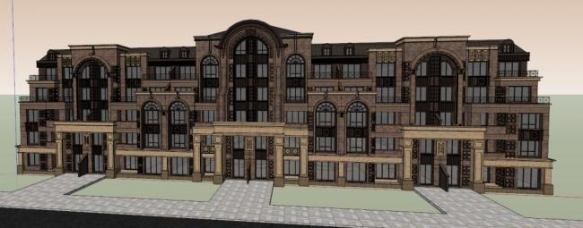 SketchUp Model of a Western Neoclassical Row Garden Villa