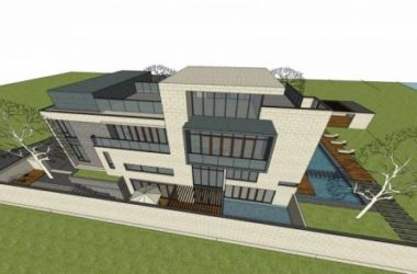 Modern Multi-Story Solo Villa with Courtyard | SketchUp Residential Model-BIM WORLD