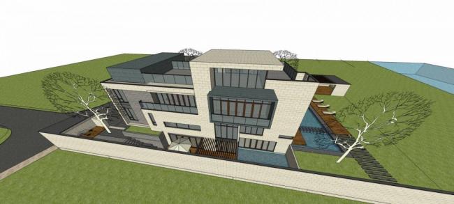 Modern Multi-Story Solo Villa with Courtyard | SketchUp Residential Model
