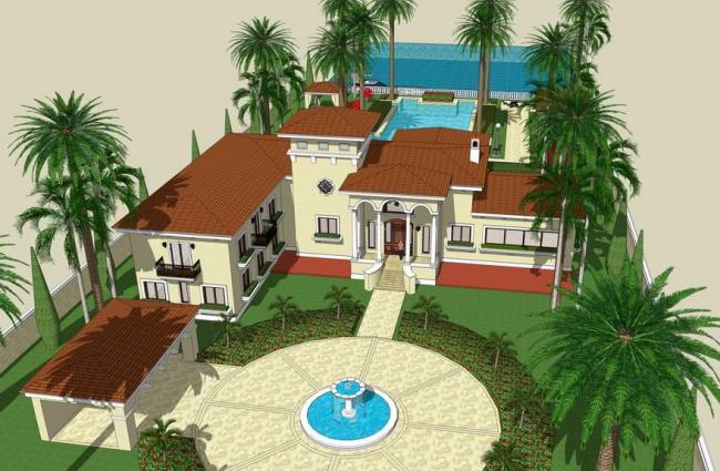 Spanish-Style Single Family Villa Model in SketchUp