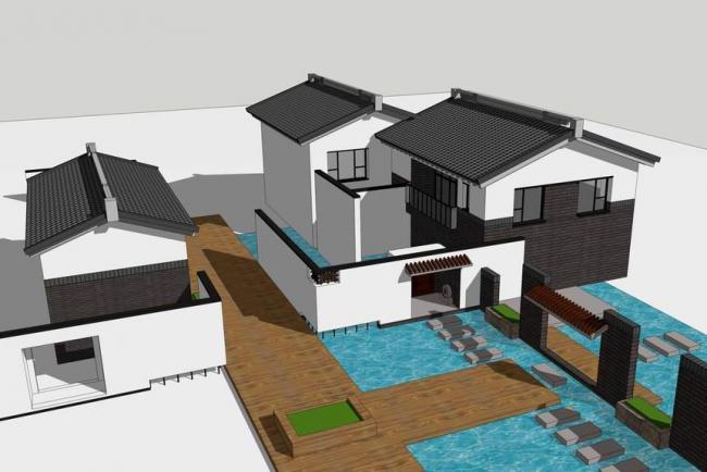 SketchUp Model of a Chinese-Style Solo Villa