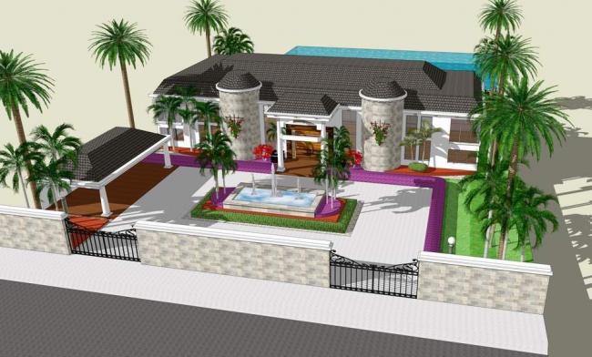 French-Style Single Family Villa Model in SketchUp