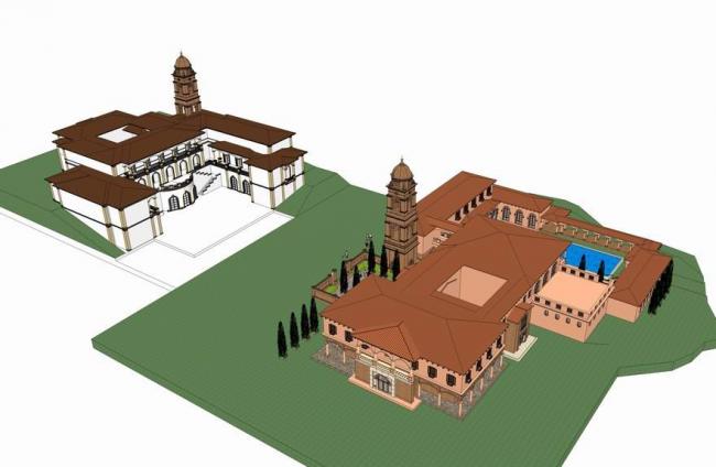SketchUp Villa Model: Spanish Classical European Single-Family Home