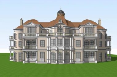 SketchUp Villa Design: Multi-Story French Classical Solo Villa and Clubhouse-BIM WORLD