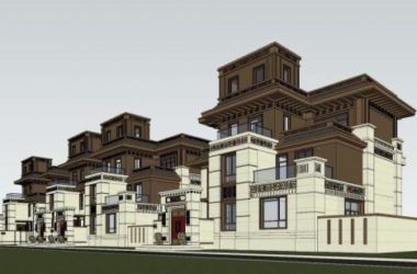 SketchUp Villa Model: Chinese-Style Row Houses in Residential Architecture-BIM WORLD