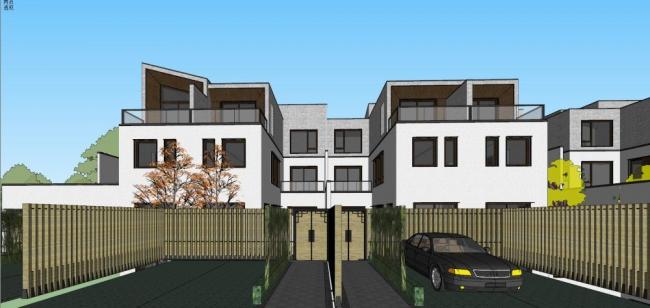 Modern Multi-Row Villa Model in SketchUp