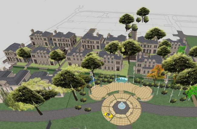 SketchUp Model of a French Classical Double-Split Single-Family Villa Cluster