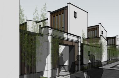 SketchUp Villa Model | Row Houses in New Chinese Style with Oriental Neoclassical Design-BIM WORLD