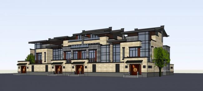 SketchUp Villa Model: Multi-Story Chinese-Style Townhouse Residential Building
