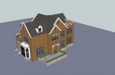 SketchUp Model of an English-Style Multi-Story Solo Villa with Sloping Roof-BIM WORLD