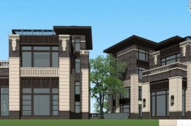 SketchUp Villa Model | Modern Multi-Story Residential Villa in New Chinese Style-BIM WORLD
