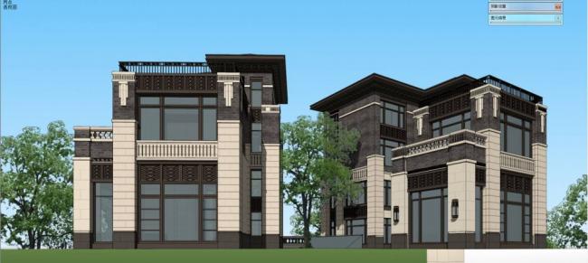 SketchUp Villa Model | Modern Multi-Story Residential Villa in New Chinese Style