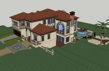SketchUp Model: Multi-Story Spanish Mountain Villa with European Design-BIM WORLD