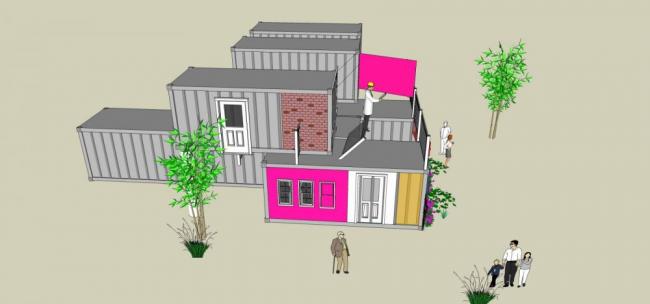 Modern Multi-Story Container Villa Model in SketchUp