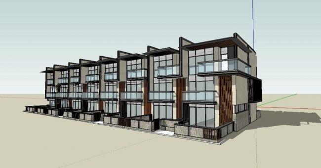 Modern Multi-Row Villa Model in SketchUp