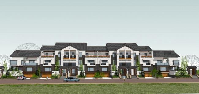 Chinese-Style Row Villa Model in SketchUp