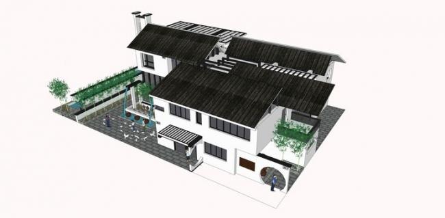 Villa Design in SketchUp: New Chinese Style Residential and Landscape Modeling