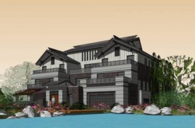 Solo Villa Sketchup Model in Modern Chinese Style-BIM WORLD
