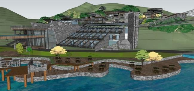 Modern Mountain Villa Complex with Water Views | SketchUp Model for Hotels