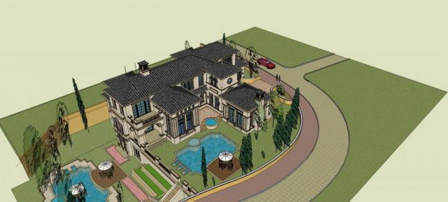 European Classical Style Solo Villa SketchUp Model