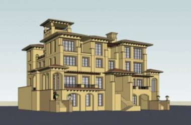 Spanish-Style Mediterranean Stacked Villa Model in SketchUp-BIM WORLD