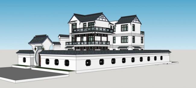 Chinese-Style Courtyard Villa Model in SketchUp