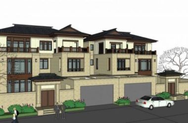 SketchUp Model of a Double Split Villa in Modern Chinese Style-BIM WORLD
