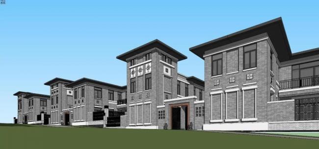 SketchUp Villa Model: Republican-Era Courtyard with Chinese Architectural Style