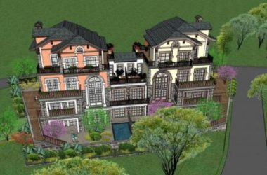 Double Split Villa Sketchup Model | Elegant European Classical Design-BIM WORLD